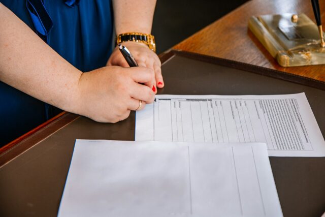 person signing document
